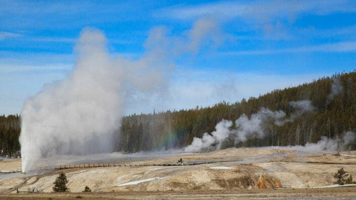 Geysers Erupt With Superheated Jets Of Water And Steam In Yellowstone National Park